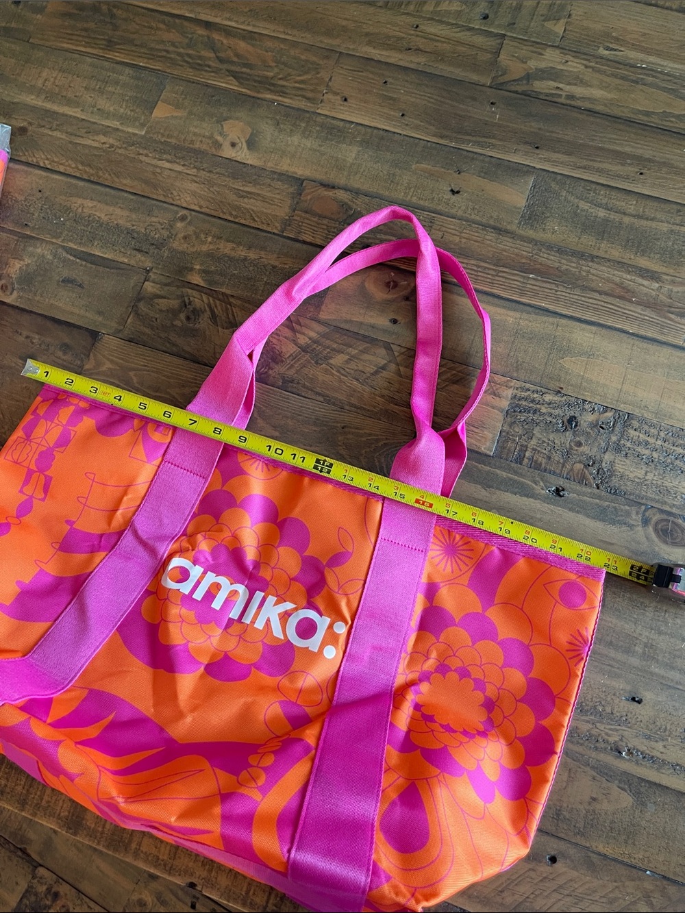 amika Orange and Pink Floral Logo Tote - Picture 5 of 7